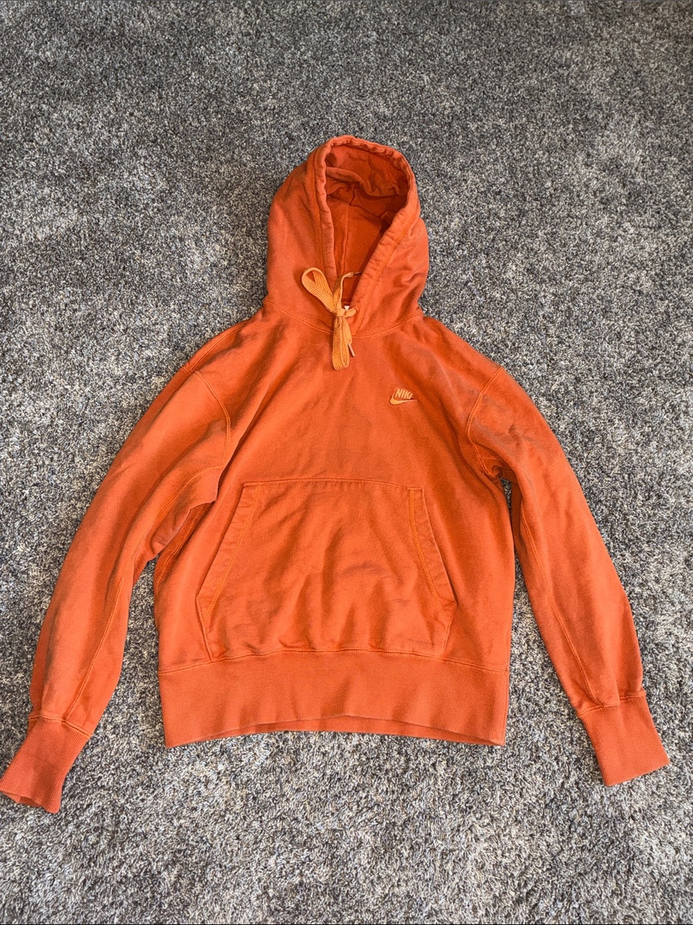 Nike Men's Orange Pullover Hoodie with Kangaroo Pocket
